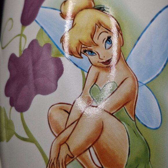 Disney Store Tinker Bell Fairies Ceramic Mug With Purple Flowers Green Interior - Picture 5 of 7